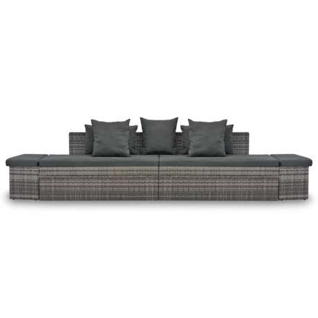 vidaXL 4-delige Loungeset met kussens poly rattan grijs afbeelding2 - 1