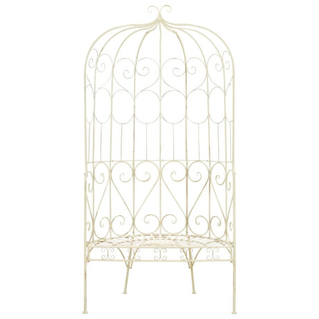 vidaXL Tuinbank 95 cm ijzer antiekwit afbeelding2 - 1