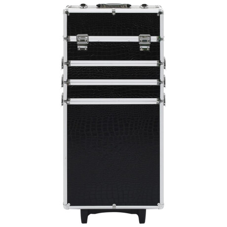 vidaXL Make-up trolley aluminium zwart met krokodillenpatroon afbeelding2 - 1