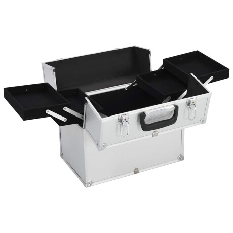 vidaXL Make-up koffer 38x23x34 cm aluminium zilverkleurig afbeelding2 - 1