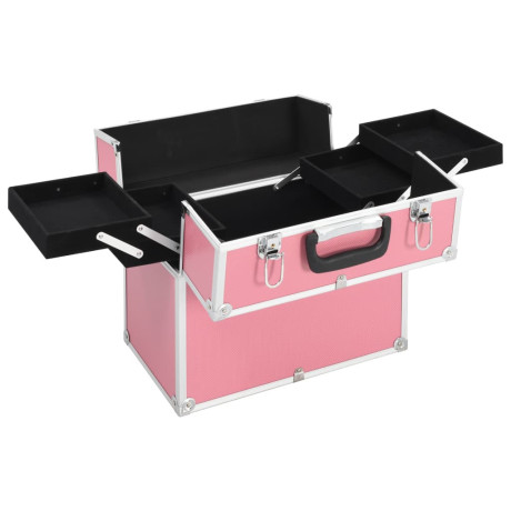 vidaXL Make-up koffer 37x24x35 cm aluminium roze afbeelding2 - 1