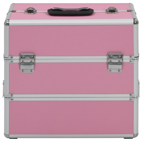 vidaXL Make-up koffer 37x24x35 cm aluminium roze afbeelding2 - 1