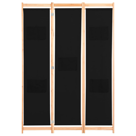 vidaXL Kamerscherm met 3 panelen 120x170x4 cm stof zwart afbeelding2 - 1