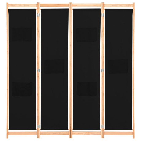 vidaXL Kamerscherm met 4 panelen 160x170x4 cm stof zwart afbeelding2 - 1