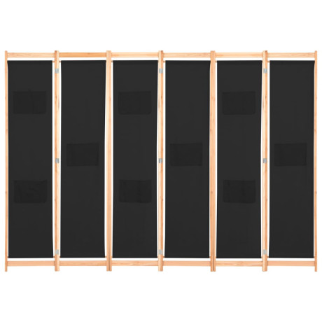 vidaXL Kamerscherm met 6 panelen 240x170x4 cm stof zwart afbeelding2 - 1
