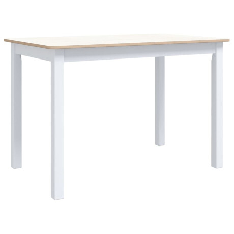 vidaXL Eettafel 114x71x75 cm massief rubberwood wit en bruin afbeelding2 - 1