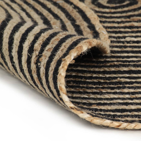 vidaXL Vloerkleed handgemaakt met spiraal ontwerp 150 cm jute zwart afbeelding2 - 1