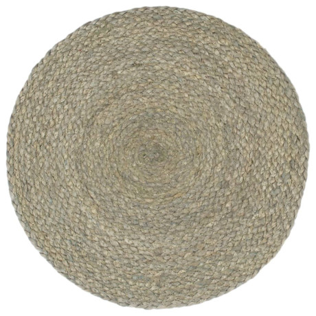 vidaXL Placemats 6 st rond 38 cm jute effen grijs afbeelding2 - 1