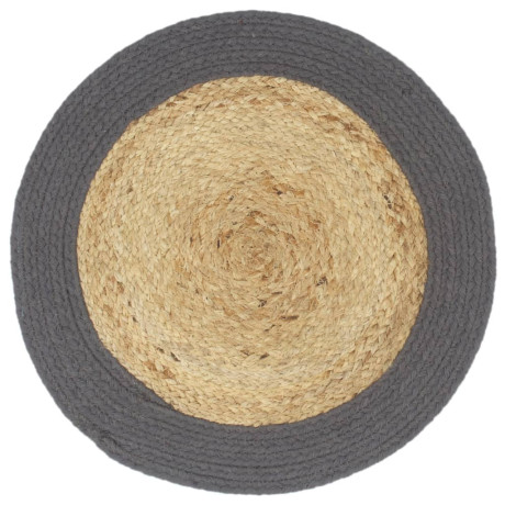 vidaXL Placemats 4 st 38 cm jute en katoen natuurlijk en antraciet afbeelding2 - 1