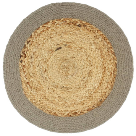 vidaXL Placemats 4 st 38 cm jute en katoen natuurlijk en grijs afbeelding2 - 1