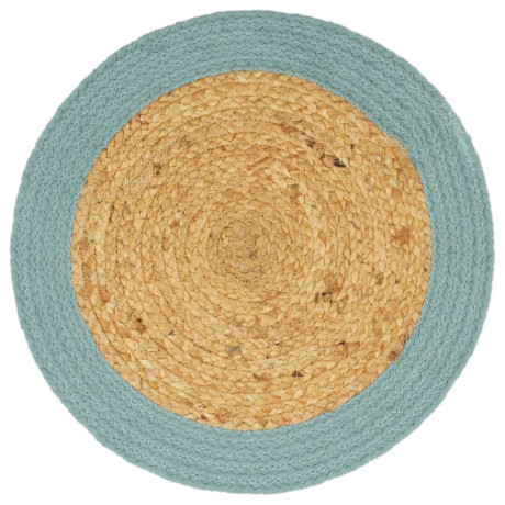 vidaXL Placemats 4 st 38 cm jute en katoen natuurlijk en groen afbeelding2 - 1