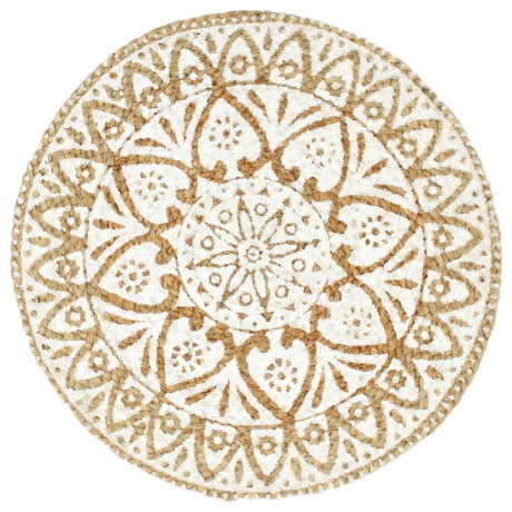 vidaXL Placemats 6 st rond 38 cm jute wit afbeelding2 - 1