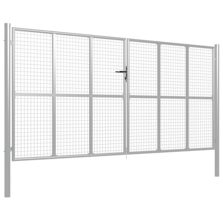 vidaXL Tuinpoort gegalvaniseerd staal 400x175 cm zilver afbeelding2 - 1