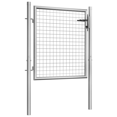 vidaXL Tuinpoort gegalvaniseerd staal 100x75 cm zilver afbeelding2 - 1
