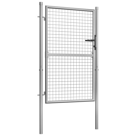 vidaXL Tuinpoort gegalvaniseerd staal 105x125 cm zilver afbeelding2 - 1