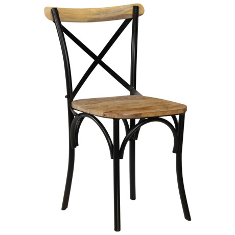 vidaXL Kruisstoelen 2 st massief mangohout zwart afbeelding2 - 1