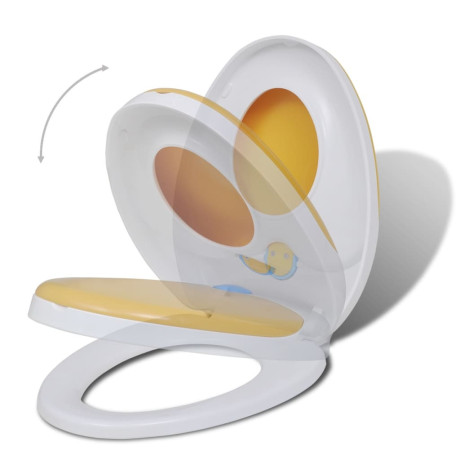 vidaXL Toiletbrillen met soft-close deksels 2 st kunststof wit en geel afbeelding2 - 1