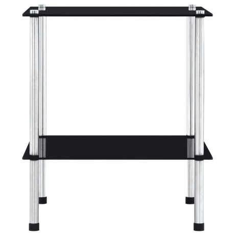 vidaXL Kastje 2-laags 40x40x47 cm gehard glas zwart afbeelding2 - 1