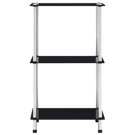 vidaXL Kastje 3-laags 40x40x67 cm gehard glas zwart afbeelding2 - 1
