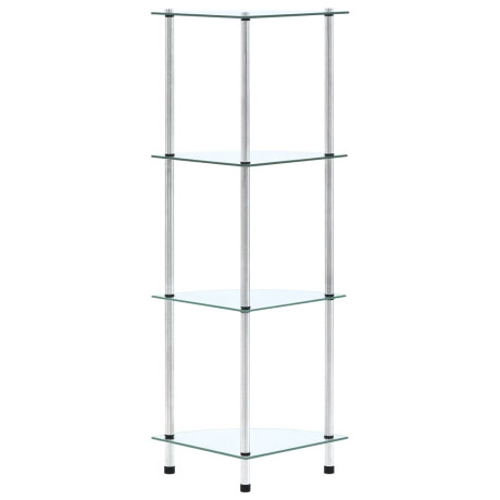 vidaXL Kastje 4-laags 30x30x100 cm gehard glas transparant afbeelding2 - 1