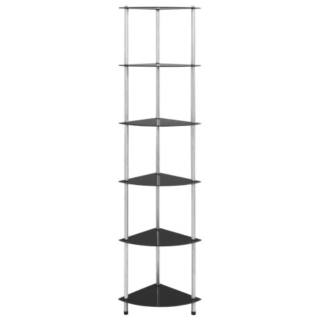 vidaXL Kastje 6-laags 30x30x160 cm gehard glas zwart afbeelding2 - 1