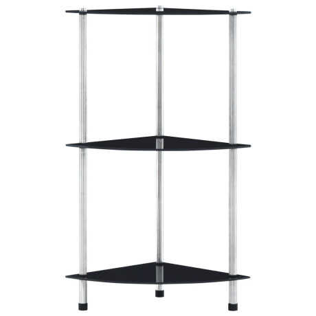 vidaXL Kastje 3-laags 30x30x67 cm gehard glas zwart afbeelding2 - 1