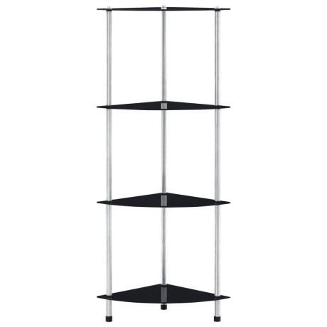 vidaXL Kastje 4-laags 30x30x100 cm gehard glas zwart afbeelding2 - 1