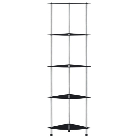 vidaXL Kastje 5-laags 30x30x130 cm gehard glas zwart afbeelding2 - 1
