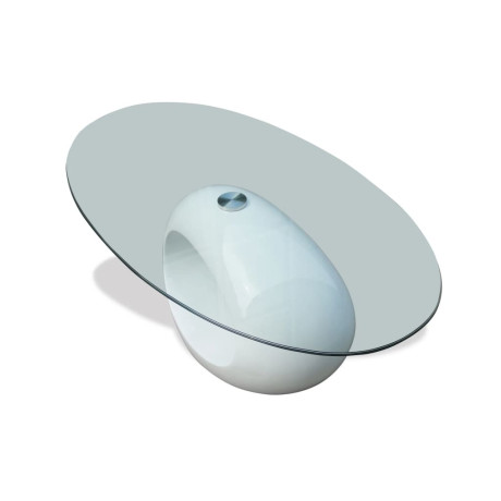 vidaXL Salontafel met ovaal glazen tafelblad hoogglans wit afbeelding2 - 1