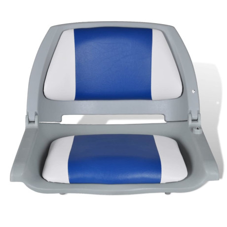 vidaXL Opklapbare bootstoel met blauw-wit kussen 41 x 51 x 48 cm afbeelding2 - 1