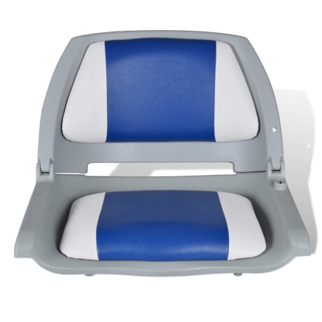 vidaXL Opklapbare bootstoel met blauw-wit kussen 48x51x41 cm afbeelding2 - 1