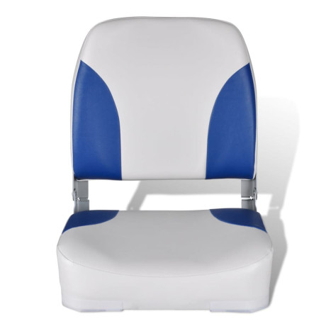vidaXL Opklapbare bootstoel met blauw-wit kussen 41 x 36 x 48 cm afbeelding2 - 1