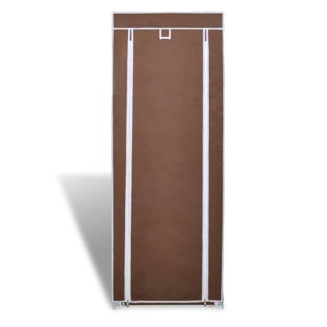 vidaXL Stoffen schoenenrek met hoes 162 x 57 x 29 cm bruin afbeelding2 - 1