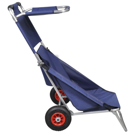 vidaXL Strandtrolley met wielen draagbaar en inklapbaar blauw afbeelding2 - 1