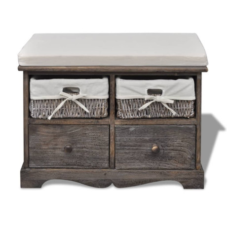 vidaXL Opbergbank 62x33x42 cm paulowniahout bruin afbeelding2 - 1