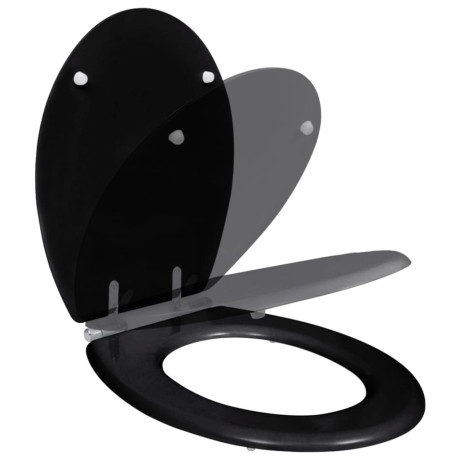 vidaXL Toiletbril soft-close simpel ontwerp MDF zwart afbeelding2 - 1