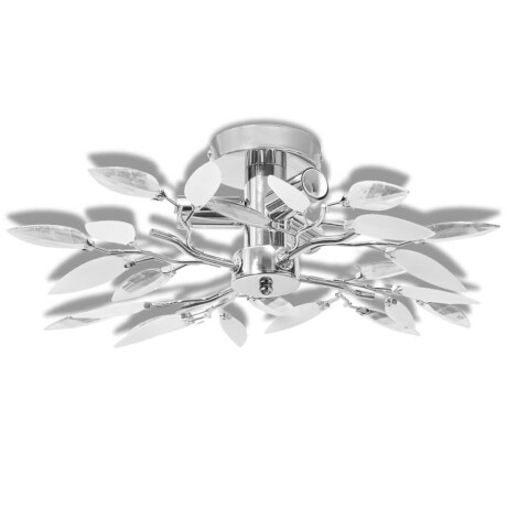 vidaXL Plafondlamp met kristal bladeren 3xE14 acryl wit en transparant afbeelding2 - 1