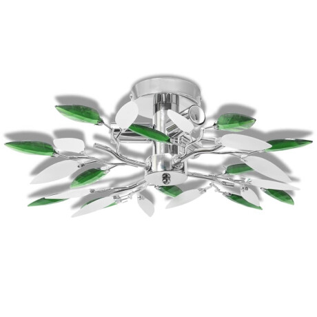 vidaXL Plafondlamp witte en groene acryl kristal bladeren 3xE14 afbeelding2 - 1