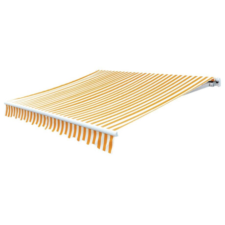 vidaXL Luifeldoek 4x3 m canvas zonnebloemgeel en wit afbeelding2 - 1