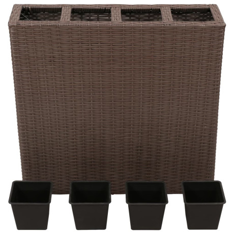 vidaXL Plantenbak verhoogd met 4 potten poly rattan bruin afbeelding2 - 1