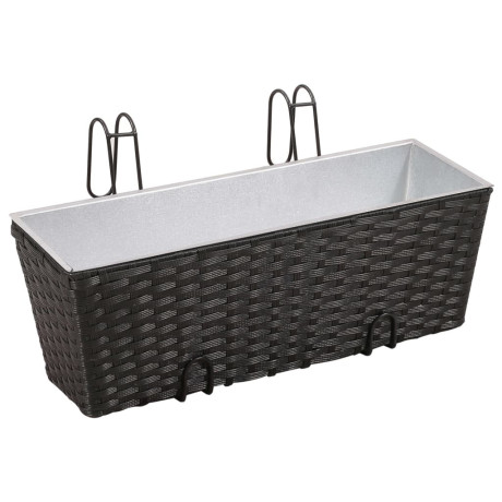 vidaXL Balkonplantenbakken 2 st 50 cm rattan zwart afbeelding2 - 1