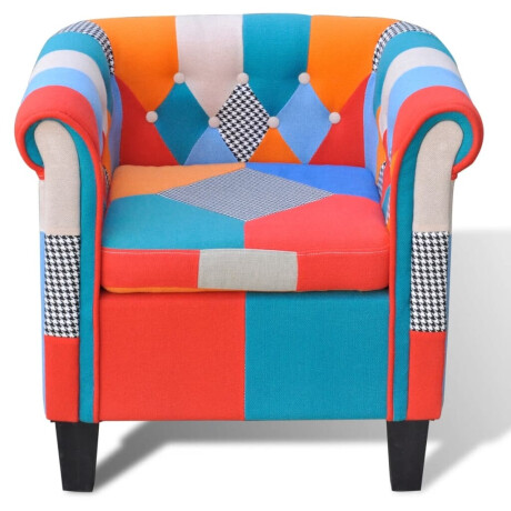 vidaXL Fauteuil met patchwork stof meerkleurig afbeelding2 - 1