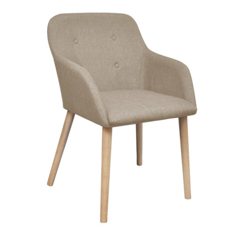 vidaXL Eetkamerstoelen 2 st stof en massief eikenhout beige afbeelding2 - 1