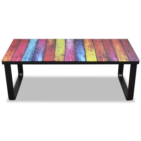 vidaXL Salontafel met regenboog-print glazen tafelblad afbeelding2 - 1