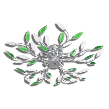 vidaXL Lamp met kristallen bladeren van acryl voor 5x E14 wit/groen afbeelding2 - 1