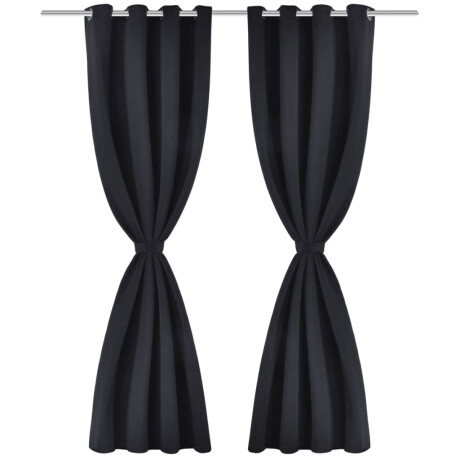 vidaXL Gordijnen met metalen ringen 135 x 245 cm 2 stuks (zwart) afbeelding2 - 1