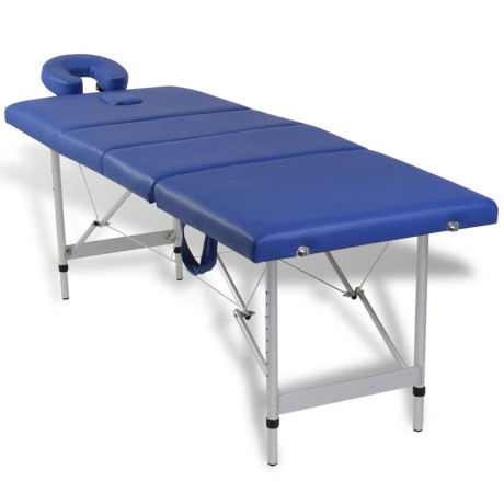 vidaXL Massagetafel inklapbaar met aluminium frame (vier delen / blauw) afbeelding2 - 1
