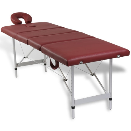 vidaXL Massagetafel inklapbaar met aluminium frame (vier delen / rood) afbeelding2 - 1