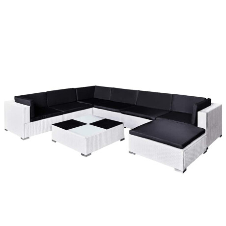 vidaXL 8-delige Loungeset met kussens poly rattan wit afbeelding2 - 1