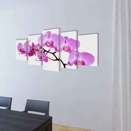 vidaXL Canvas muurdruk set orchidee 200 x 100 cm afbeelding2 - 1